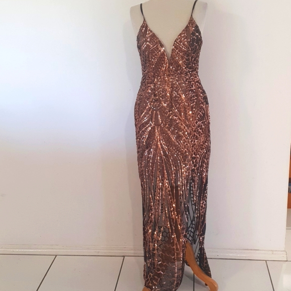 Angel Biba Dresses & Skirts - 🍸 SIZE 12 🍸 Bronze Sequin Angel Biba Evening Formal Dress